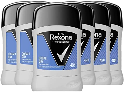 Rexona  Desodorante Stick Antitranspirante para hombre Cobalt Dry  50ml - Pack de 6