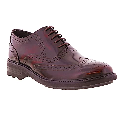 Roamers - Zapatos de Piel Modelo Oxford Brogue 5 Eyelet Hombre Caballero - Vestir/Trabajo / (41 EUR) (Granate)