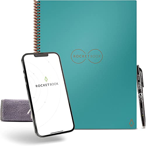 Rocketbook Lined Cuaderno Inteligente - Reutilizable Digital Libreta A4, Bloc De Notas De Hojas Rayadas Planificador Semanal, Gadgets Tecnologicos Frixion Pilot Borrable y Paño de Microfibra Incluido