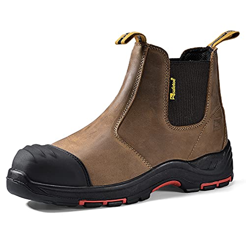 Safetoe Zapatos de Seguridad para Hombres , M-8025NB Botas de Seguridad, con Cuero Impermeable, Puntera de Material Compuesto Sin Metal Ligeros Calzado, Zapatillas Para Plantilla mas Comodas EU40