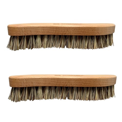 Schrader - Cepillo abrasivo vegano para la limpieza de madera, azulejos y piel, madera de haya y fibra natural, 20 x 5 cm, 2 unidades, fabricado en Alemania