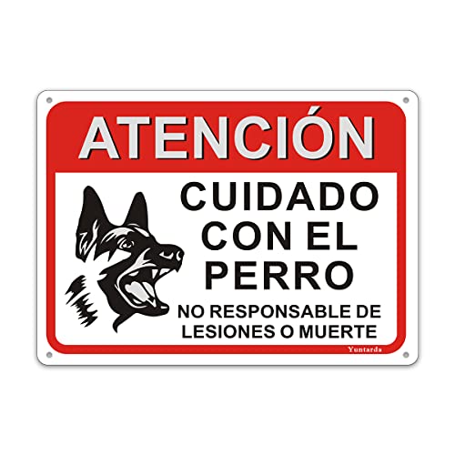 Señal Cuidado con el Perro, Cartel de Cuidado con el Perro Prohibido fabricado en Plástico aluminio 25x18cm