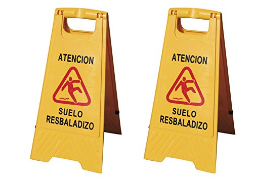 Señal plástico suelo resbaladizo. Señalización advertencia de pavimento mojado en color amarillo de alta visibilidad para evitar accidentes (2- Señales plástico)