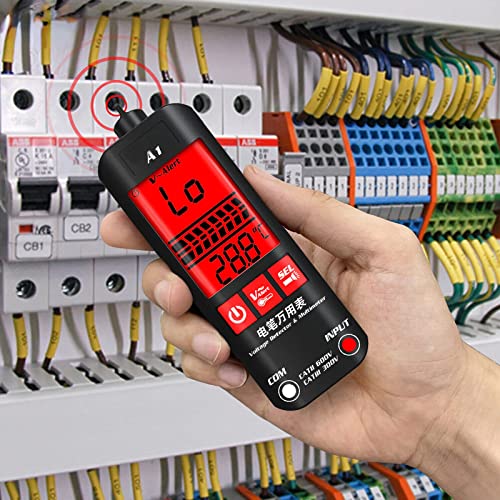 SENGHUI A1 Fully Automatic Anti-Burn Intelligent Digital Multimeter,Portable Multimeters,Auto Senses Zero and Fire Wires,Fast Accurately Measures Voltage,Current,Conductor On/Off,Resistance (A1)