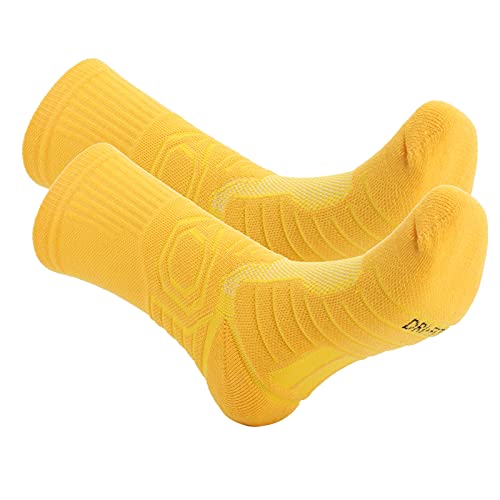 Shanrya Calcetines Deportivos, Que protegen los pies del cizallamiento Calcetines de Baloncesto Que absorben el Sudor para Jugar al Baloncesto(28 * 12 * 2cm-Amarillo)