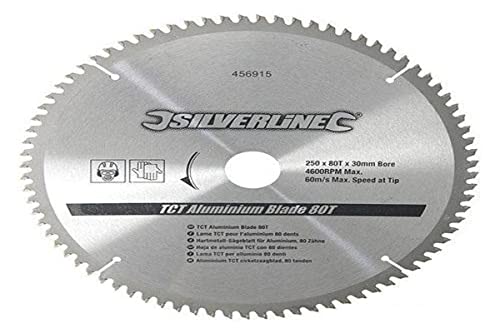 Silverline Tools 456915 - Disco de TCT para Aluminio, 80 Dientes (250 x 30 - Anillos de 25, 20 y 16 mm)