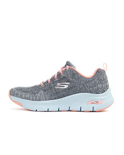 Skechers Arch Fit Comfy Wave, Zapatillas Mujer, Gris (Gray/Pink), 39 EU