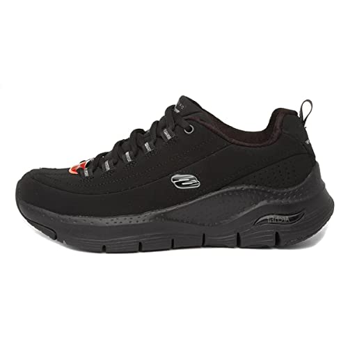 Skechers ARCH FIT METRO SKYLINE, Zapatillas para Mujer, Black Trubuck / Silver Trim #L, 38 EU