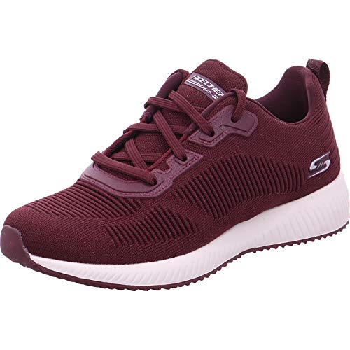 Skechers Bobs Squad Total Glam, Sneaker Mujer, Burgundy Sparkle Engineered Knit, 40 EU