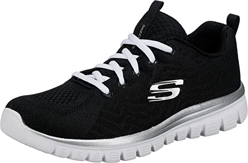 Skechers Graceful Get Connected, Zapatillas Mujer, Black Mesh White Trim, 39 EU