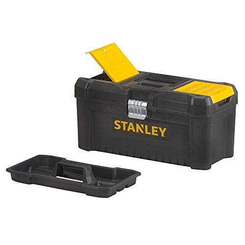 STANLEY STST1-75518 Caja de Herramientas de Plástico con Cierre Metálico, Color Negro/Amarillo, 20 cm x 19.5 cm x 41 cm