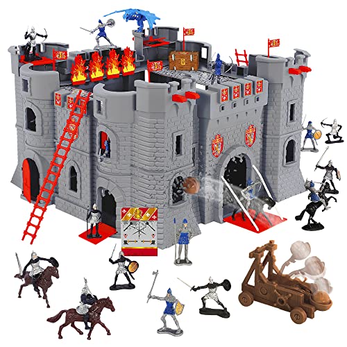 STARLUX Chevaliers Fort – Figuras de Caballeros y Soldados – El Castillo Negro, Color Gris, 40 x 40 x 24 cm (MBI 404002)