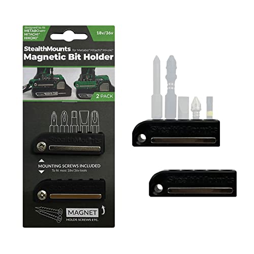 StealthMounts Black Metabo HTP/Hitachi/Hikoki - Soporte magnético para brocas de 18 V y 36 V, organizador de brocas, soporte perfecto para brocas e impactos Metabo HTP/Hitachi/Hikoki de 18 V y 36 V