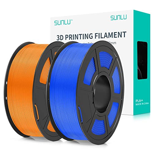 SUNLU Filamento PLA+ 1.75 mm 2KG, Filamento para Impresora 3D PLA Plus，Mejora de la Resistencia, Neatly Wound, Filamento de Impresión 3D PLA+, Precisión Dimensional +/- 0.02mm, Azul+naranja