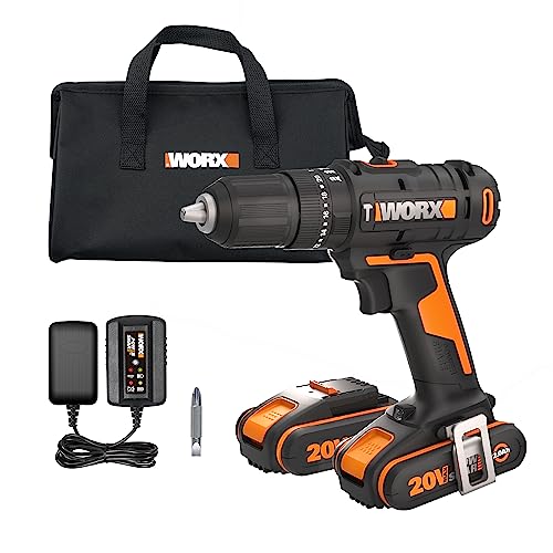 Taladro percutor 20V Max. Worx | PowerShare |WX370.1 |2 baterías 2Ah cargador, bolsa y punta de atornillar |2 velocidades |Posiciones 20+1+1 |Ligero y manejable | Luz LED