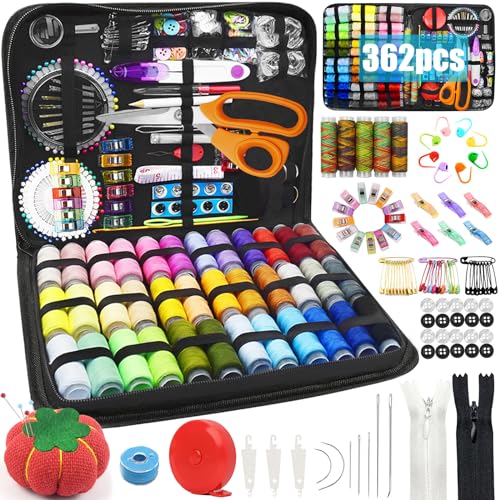 TAVADA 362pcs Kit de Costura,Accesorios de Costura Premium con Funda de Transporte,Costura Kit de Accesorios con Juego de Herramientas,Accesorios Costura para Hogar,Viajes,Uso de Emergencias