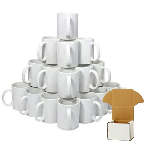 Tazas de sublimación blancas, 11 onzas, tazas de sublimación, con caja de regalo, porcelana cerámica