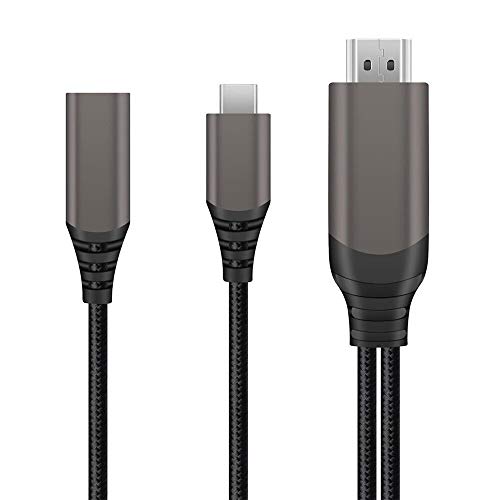 Tec-Digi Cable USB C a HDMI TV/Nintendo Switch, etc., 4K a 30HZ HD USB Tipo C a HDMI Cable con Cable de alimentación PD de 60 W Compatible con MacBook Pro, iPad Pro, Pixel Book, XPS, Galaxy, etc