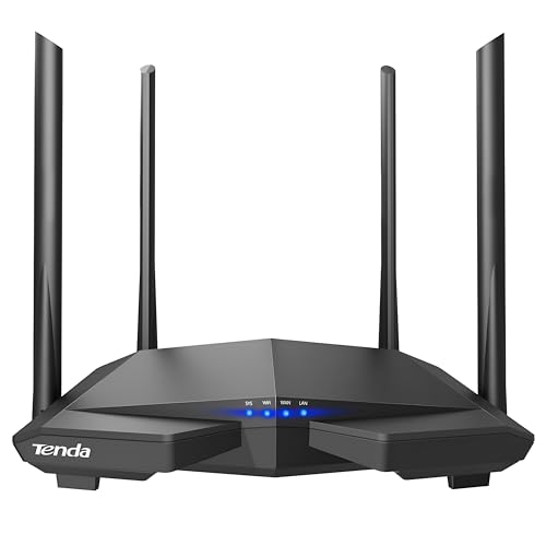 Tenda AC6 Router Inalámbrico Inteligente de Doble Banda (AC1200, 4 Puertos Megabit, WiFi Inteligente, Ahorro de Energía, 4x 5dBi HG Antenas), Color negro