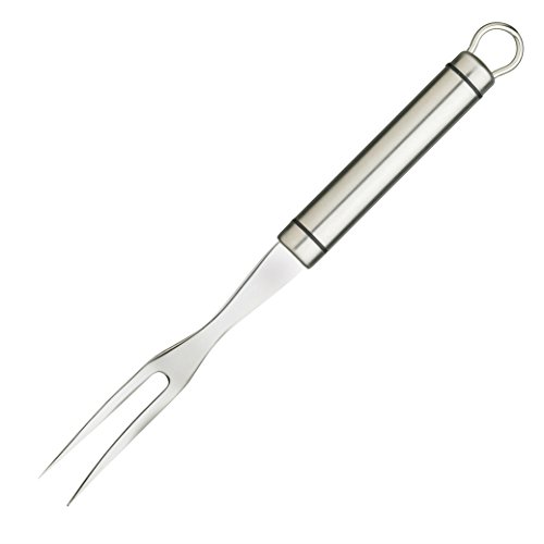 Tenedor profesional para carne KitchenCraft, Tenedor para carne de acero inoxidable con mango ovalado corto, apto para lavavajillas, plateado, 25 cm de longitud, 1 unidad