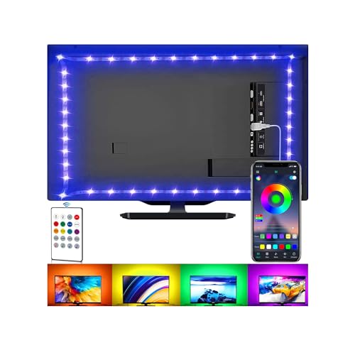 Tira de luces LED para TV, kit de retroiluminación USB con control remoto, sincronización de aplicación con música, iluminación LED 5050 RGB para HDTV (2m de 32 a 60 pulgadas)