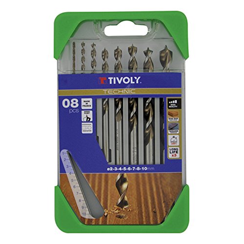 Tivoly 10864070001 Brocas para madera, gama Technic (diámetro de 2, 3, 4, 5, 6, 7, 8, 10 mm), Set de 8 Piezas