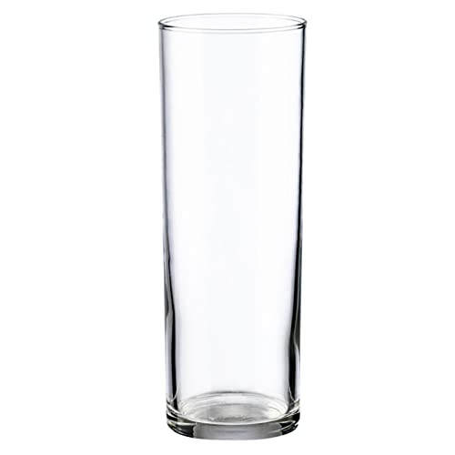 Tradineur - Set de 6 vasos de tubo de cristal, base gruesa, aptos para lavavajillas, agua, bebidas, refrescos, 16,3 x 5,8 cm, 31 cl