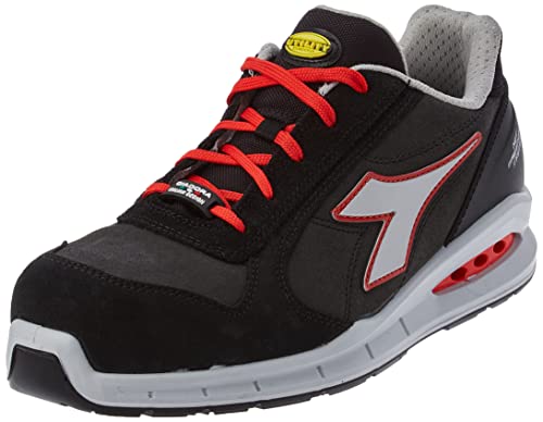 Utility Diadora Run Net Airbox Low S3 SRC, Zapatillas Hombre, c9034 Asfalto Silver Rojo, 42 EU