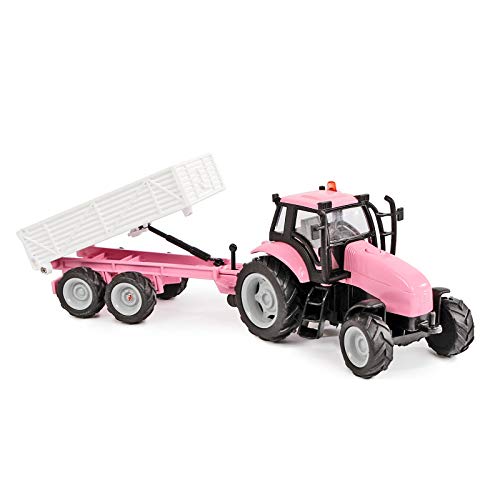 Van Manen Kids Globe Traffic Tractor with Trailer Die Cast (with Light and Sound, Pink) 510241