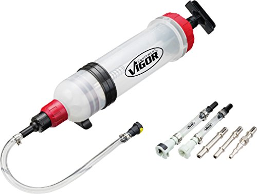 ViGOR Bomba de vacío V4201, incluye cinco adaptadores, capacidad: 1,5 litros, bomba de vacío manual para extraer y llenar líquidos de vehículos