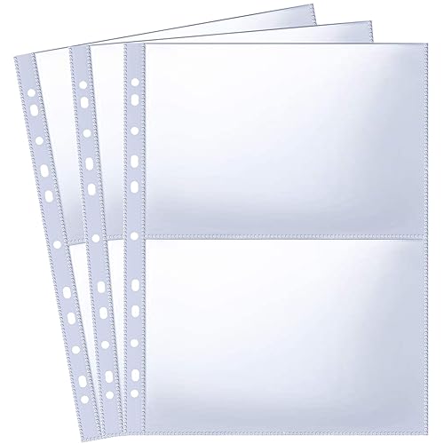 WITHYU 30 paquetes de 120 fundas para fotos A4 2/3/4, fundas transparentes para tarjetas postales, 2 compartimentos, 2 bolsillos de doble cara, protección lateral para fotos, álbum de fotos de carga