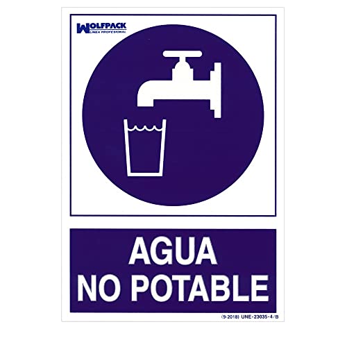 WOLFPACK LINEA PROFESIONAL - Cartel Agua No Potable 30x21cm.