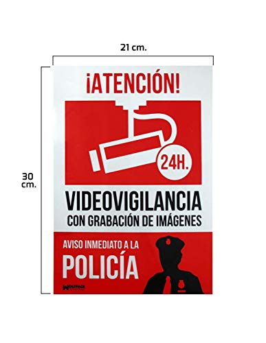 WOLFPACK LINEA PROFESIONAL - Cartel Alarma Conectada Aviso a Policia 30x21