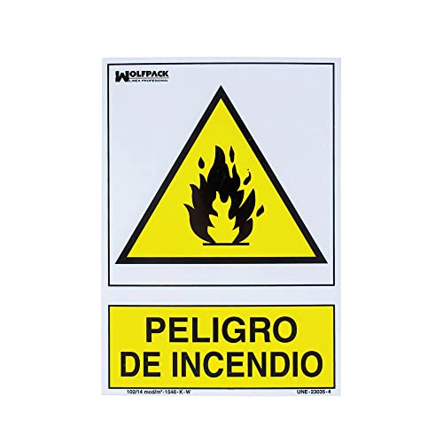 WOLFPACK LINEA PROFESIONAL - Cartel Peligro De Incendio 30x21 cm.