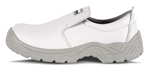 Work Team Zapato de Microfibra sin Cordones, Especial alimentación. Puntera de Acero Anti Impactos. Hombre Blanco 39