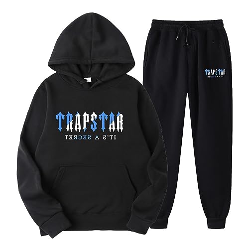 YiLianDa Chándal Trapstar Hombre, 2 Piezas Conjunto de Mujer, Chandal London con Impresión de Logotipo, Sudadera con Capucha y con Pantalones, Unisexo, Tallas S-3XL