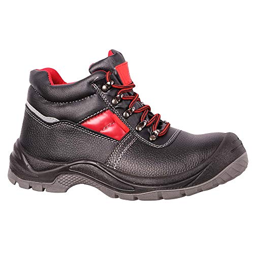 Zapatos de trabajo para hombres, zapatos de seguridad S3 con puntera de acero, zapatos de trabajo impermeables, antideslizantes, negros, cuero, zapatos de seguridad, botas de trabajo ligeras, 41