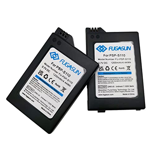 2 Piezas 1200 mAH PSP-S110 Batería PSP S110 Batería para Sony Playstation PSP2000 PSP2001 PSP2003 PSP2004 PSP3000 PSP3001 PSP3003 PSP3004 (2 pcs Battery)