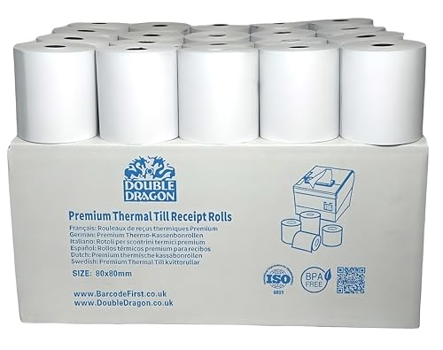 20 Rolls of Premium 80 x 80mm Thermal Paper Till Receipt Roll; for EPOS POS Terminal, Cash Register, Till Machine, EPOS Printer (Epson Citizen Toshiba Star Bixolon TH243 CBM232 CBM233 CBM253 TM-T88V)