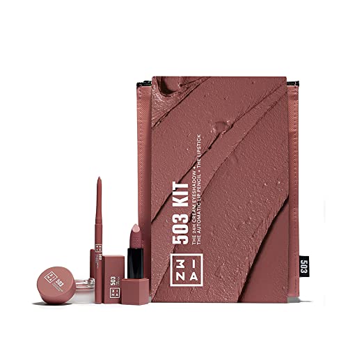 3INA MAKEUP - The 503 Kit - Nude - 3 Nudetöne in einem Set - The Lipstick 503 + The Automatic Lip Pencil 503 + The 24h Cream Eyeshadow 503 - Hochpigmentierte matte Formeln - Vegan - Cruelty Free