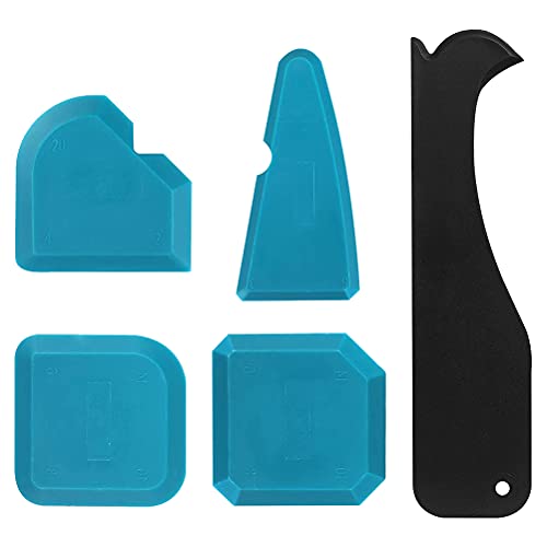 5 Piezas Aplicador Silicona, XCOZU Sellador de Silicona Rasqueta Silicona Kit, Herramienta Juntas Silicona Calafateo Silicona Rascador Lechada para la Cocina del Cuarto de Baño