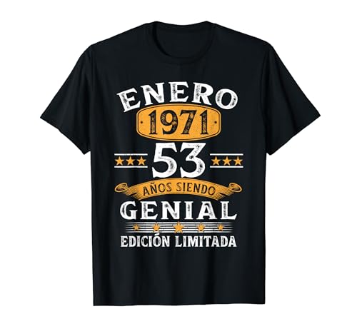 53 Años Cumpleaños Hombre Mujer Vintage Nacido en Enero 1971 Camiseta