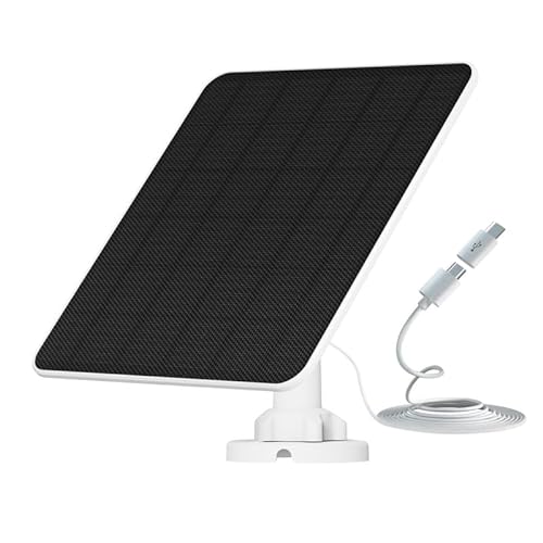 6W Panel Solar para Cámara de Seguridad, Panel Solar USB Compatible con Cámara de Batería Recargable, Panel Solar con Cable de Carga de 9.8ft, IP65 Impermeable