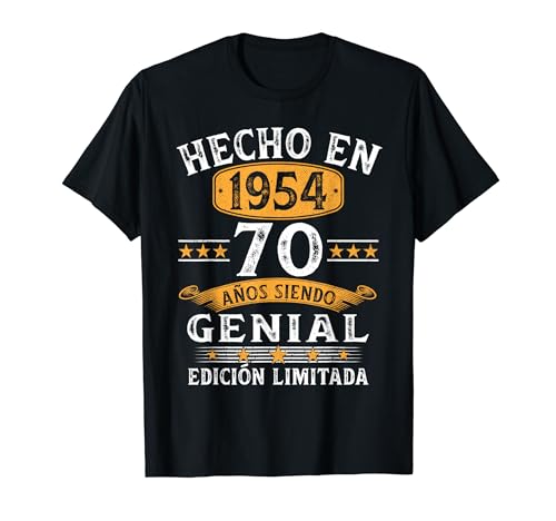 70 Años Cumpleaños Regalo Mujer Hombre Vintage Hecho En 1954 Camiseta