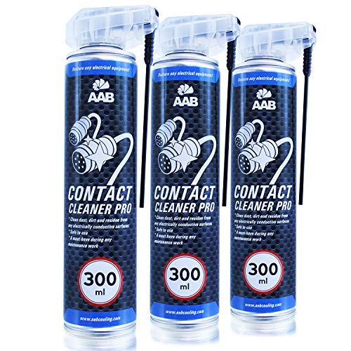 AAB Contact Cleaner Pro 300ml - Conjunto de 3 - Potente Agente de Limpieza – Spray Limpiador, Spray Lubricante, Limpiacontactos, Spray Electronica, Disolvente en Spray