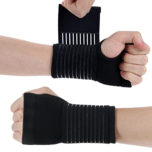 ACWOO Muñequera Tendinitis Muñeca, 2pcs Ajustable Muñequeras Tunel Carpiano, Ferula Elástica Transpirable, Deportiva para Dolor Articulaciones, Esquinces, Distensiones (Negro)