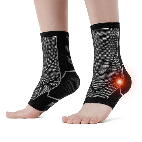 ACWOO Tobillera Estabilizadora, 2pcs Super Cómoda Calcetín para Fascitis Plantar, Protección de Tobillos Antideslizante, Tobilleras Deportivas Anti Ampollas Ideales para Correr, Fitness, Futbol (M)