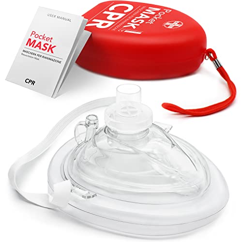 AIESI® Pocket Mask máscara de emergencia profesional para respiración boca a boca con válvula unidireccional y filtro, CPR Mask-Resuscitator