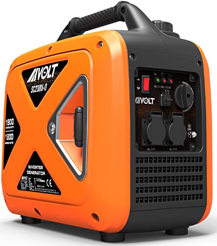 AIVOLT Generador Gasolina 1900W Generador Inverter Silencioso con 2 Salidas de CA 230V y 2 USB Tipo-A Generador de Electricidad con 4L Tanque para Camping Exterior