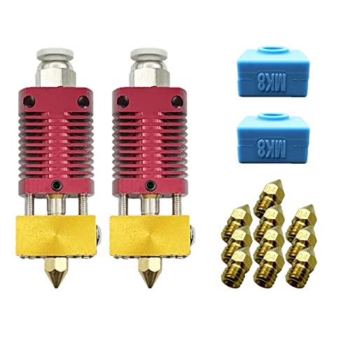 AJOYIB Impresora 3D Hotend Kit Actualizar Extrusor Hot End Con calcetín de silicona Mk8 0.4 Boquillas Adecuado para Ender-3 / Pro, Ender-3S / 2 [Paquete de 2]